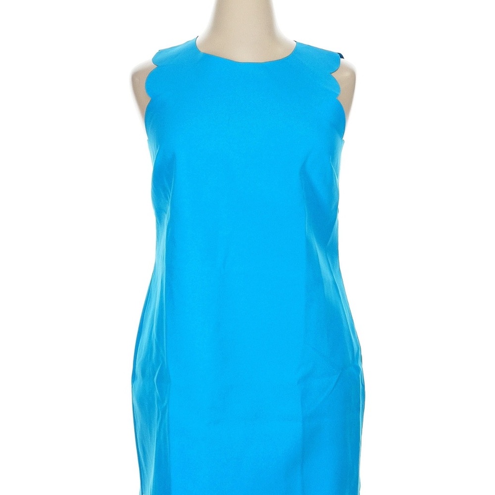 J. Crew Factory Bright Turquoise Scallop Neck Sheath Dress